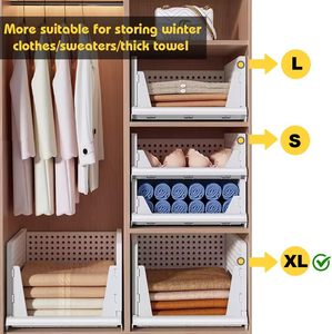 Plastic Closet Organizer Laundry <strong>Basket</strong> Stackable 5 Pack Folding Closet Organizers Box Storage Bins Drawer <strong>Wardrobe</strong> <strong>Basket</strong> - Product Image 4