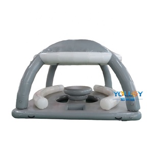 Venta al por mayor Inflable Piscina <span class=keywords><strong>Bar</strong></span> Isla Flotante Bajo Precio Agua Instalaciones de entretenimiento Plataforma Flotante Tienda Sol Refugio Salón - Product Image 5