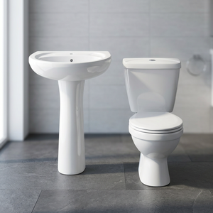 Vistaar Ceramics Two Piece Toilet Aqua Pan with Hand Wash Pedestal Basin Sink Sanitary Ware Bathroom Combo - Product Image 5