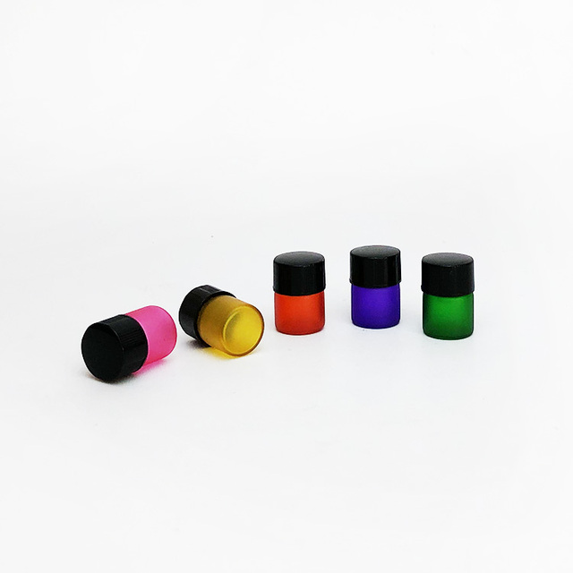 Colorful Frosted 1ml 1/4 Dram Essential Oil Glass Bottle Empty Perfume Glass Sample Vials Small Bottles