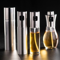 Bouteille d'huile de cuisine en acier inoxydable avec tête de pulvérisation anti-fuite, bouteille d'huile en verre à pression pour un distribution pratique d'huile et de vinaigre