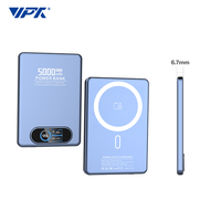 Batterie externe magnétique sans fil 5000 mAh, chargeur portable à charge rapide 15 W, entrée/sortie USB C, corps en aluminium fin pour smartphone