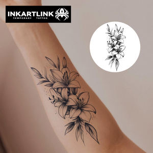 INKARTLINK Pegatina de <span class=keywords><strong>Tatuaje</strong></span> de Flor de Lirio, Ramo Botánico, Pétalo de Jazmín, Línea Fina, Estética Herbal, Suministros a Granel para 15 Días - Product Image 2