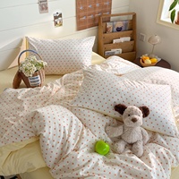 Parure de lit personnalisée avec drap-housse, drap plat et housse de couette à pois pour lits simples, doubles, Queen Size et King Size