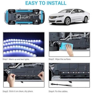 ไฟแอมเบียนท์ 12 โวลต์ ชุดไฟ LED 4 ชิ้น สำหรับตกแต่งภายในรถยนต์ พร้อมรีโมทคอนโทรล - Product Image 5