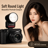 ZENIKO RF12M Flash de Cabeza Inalámbrico Mini para Cámara, Speedlight de 12W con Sincronización Hotshoe, Luz de Relleno Portátil Ultraligera de 90g para