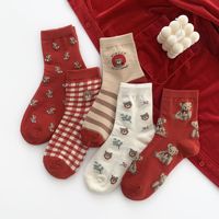 Chaussettes de noël femme automne et hiver nouveaux bas mi-tube dessin animé cadeau de noël bas en gros
