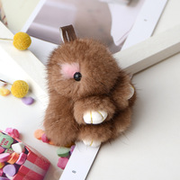 Nouveau 2026 Mini porte-clés lapin en fourrure de vison véritable de 8 cm, mignon, en peluche, pour sacs de femmes et filles, clés de voiture, pendentif pompon, accessoires