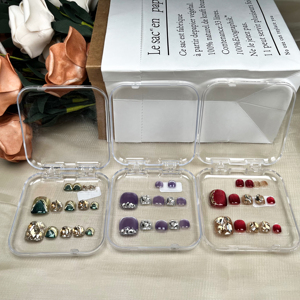 14 Uñas Postizas de Lujo, Cortas y Cuadradas, Uñas Acrílicas para Pies, Hechas a Mano, Uñas Acrílicas a Presión - Product Image 2