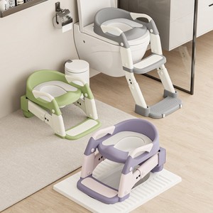 <b>Foldable</b> Stair Style Baby Potty Seat With <b>Steps</b> Multifunction Toilet Training Aid For 2-4 Years Kids - Product Image 1