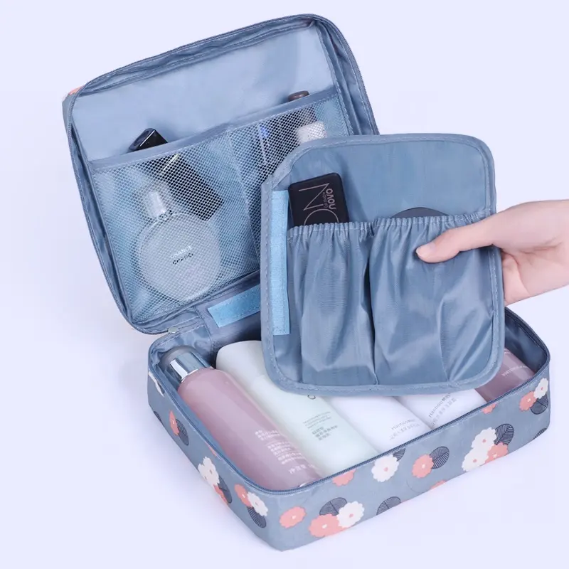 맞춤형 화장품 가방 메이크업 휴대용 접이식 여행 가방 여성 방수 세면 도구 가방