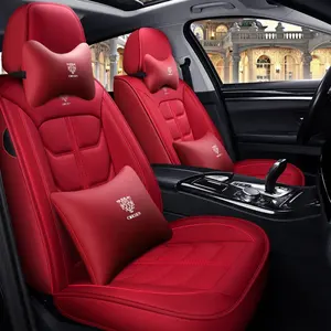 थोक कार सीट कवर पिक-यूनिवर्सल प्रीमियम फिट लक्जरी पु चमड़े headrest के साथ लोचदार पहनने प्रतिरोधी कार सीट कवर तकिए
