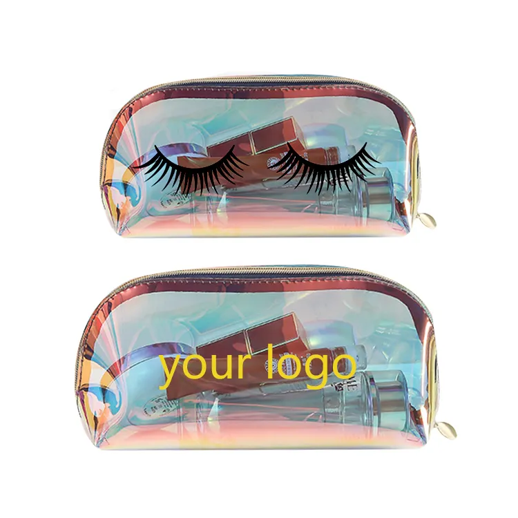 Cosmetische Tas Custom Logo Transparante Tpu Holografische Case Bolsos Laser Pvc Toilettas Organisator Make-Up Tas Make Up Borstel Houder