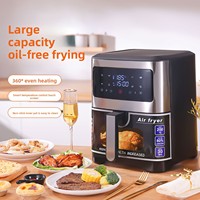 Freidora de Aire Eléctrica Doméstica de Gran Capacidad 5L-6L, Modelo Inteligente Multifuncional con Control Táctil, Acero Inoxidable