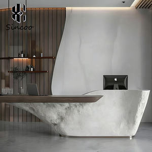 Mostrador de Recepción Moderno Personalizable de Fibra de Vidrio con Forma de Piedra de Imitación para Salón de Belleza, Spa, Salón de Uñas, Hospital y Supermercado - Product Image 3