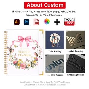 Cuadernos Catálogo, Impresión Personalizada, Organizador Espiral con Lámina Dorada Rosa, Tapa Dura, Diario de Papel para Bodas, Agenda, Planificador - Product Image 4