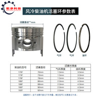 Segments de piston en acier de haute qualité pour moteurs diesel refroidis par air FAW Lexus Foton 170F 173F 178F 186FA 188F 190 192F (3/5/8KW) Neuf