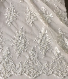 Tissu en dentelle perlée de haute qualité pour mariée, tissé 100% polyester, tissu lourd, broderie de cordon, <span class=keywords><strong>tulle</strong></span> pour sacs et chaussures de mariage - Product Image 1