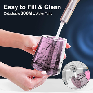 Irrigador bucal portátil inalámbrico recargable de 300ML, púas de <span class=keywords><strong>limpieza</strong></span> de hilo <span class=keywords><strong>dental</strong></span>, hilo <span class=keywords><strong>dental</strong></span> de <span class=keywords><strong>agua</strong></span> <span class=keywords><strong>con</strong></span> 4 modos para dientes - Product Image 5