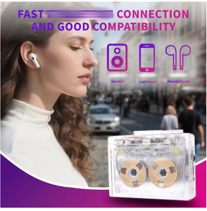 Lecteur de cassette sans fil transparent avec logo personnalisé, BT 5.0, MP3 HiFi, rétro, enregistreur de bande à inversion automatique, double batterie - Product Image 2