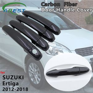 Pour Suzuki Ertiga 2012 2013 2014 2015 <span class=keywords><strong>2016</strong></span> 2017 2018 4 pièces, couvre-poignée de porte en fibre de carbone, garniture de fixation, accessoires extérieurs de voiture - Product Image 2