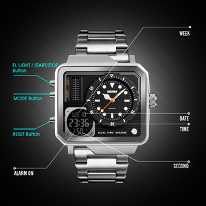 Montre en or <span class=keywords><strong>SKMEI</strong></span> <span class=keywords><strong>1392</strong></span> Grand cadran en acier inoxydable Hommes Montre-bracelet numérique étanche - Product Image 4