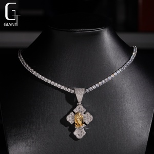 Ciondolo a Croce in Moissanite Preying Palms, Gioielli Hip Hop VVS, Accessori da Uomo Personalizzabili, Collane con Ciondolo in Argento Sterling 925 - Product Image 5