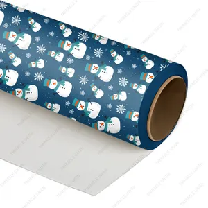 Kertas pembungkus Hadiah motif kepingan salju biru baru bungkus hadiah pesta liburan Natal