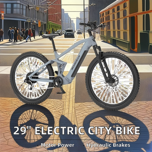 Vélo de ville électrique avec cadre en alliage d'aluminium de 29 pouces, <span class=keywords><strong>moteur</strong></span> numérique sans balais de 48V, 500W, vélo hydraulique à batterie au lithium de 8 vitesses de 15Ah - Product Image 5