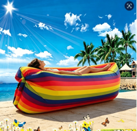 Fauteuil gonflable moderne à motif arc-en-ciel coloré - Canapé gonflable pliable pour les voyages et la détente en plein air