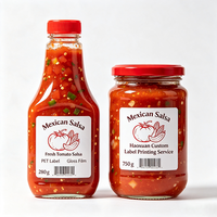 Étiquettes pour pots de salsa de style mexicain Haoxuan OEM, autocollants imprimés en PET haute brillance, imperméables, pour l'emballage alimentaire