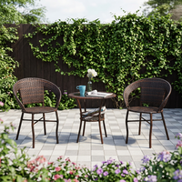 Ensemble de table basse en rotin de style néoclassique en trois pièces pour la maison et les loisirs en plein air - Table de balcon avec fauteuil individuel et table à thé