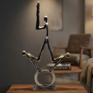 Contemporary Metal <b>Figurative</b> Sculpture Handmade Artistic Tabletop Decor Living Room Display - Product Image 3
