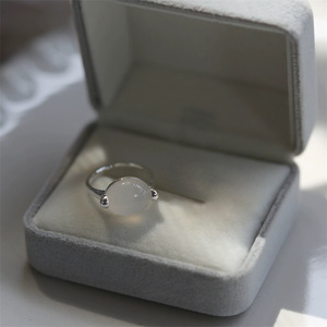 Natural White Chalcedony <b>Open</b> <b>Ring</b> S925 Sterling Silver Water Drop Shape Bezel Setting Women's Everyday Wear Jewelry - Product Image 5