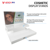 Étagère d'exposition de lentilles de contact anti-vol en acrylique blanc moderne à double couche personnalisée pour les magasins de beauté