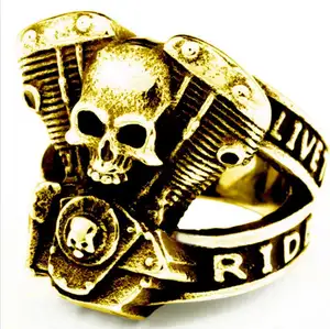 Anelli di personalità moto retrò Hot Western Punk Ghost Rider teschio anello di apertura del motore per gioielli alla moda 2024 all'ingrosso