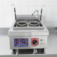 RKMF-T202 Petite cuisinière à nouilles de comptoir en acier inoxydable à deux bacs, en vente