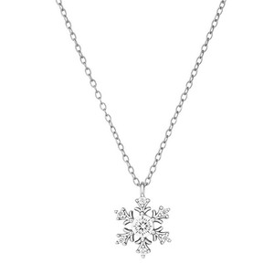 Colgante de copo de nieve personalizable en plata de ley S925 con circonita de corte redondo, versión cobre, plata y oro, regalo de San Valentín para mujer - Product Image 1