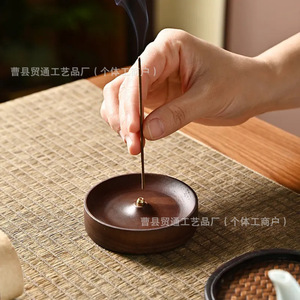 Porte-encens en bois massif fait à la main, brûleur d'aromathérapie de bureau, utilisation pour la cérémonie du thé - Product Image 2