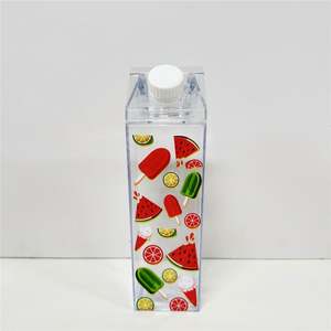 New Portable <b>Drinking</b> 17Oz 500Ml 34Oz 1000Ml Clear Acrylic <b>Plastic</b> Carton Shaped Milk Bottle Leak-Proof Unisex Party Dishwasher - Product Image 1