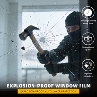 Película de Seguridad para Ventanas de Hogar, Transparente, Protectora, de 2, 4, 8 y 12 milésimas de Pulgada, Antiexplosión, Removible y Resistente