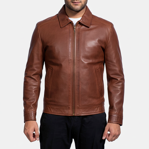 Chaqueta de cuero de concha suave para hombre, ropa de exterior personalizada, rompevientos marrón, informal, lisa, impermeable, exterior, Oem - Product Image 1