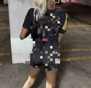 Peeqi 2025 Ropa de Diseñador Famoso de Verano, Conjunto de 2 Piezas con Estampado Lunar para Mujer, Ropa Deportiva Casual de Calle, Traje con Pantalones Cortos - Product Image 4