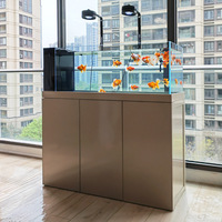 Aquarium ultra-blanc à fond en verre avec filtre, style industriel intelligent, pour paysages naturels, avec débordement latéral, pour salon et usage domestique