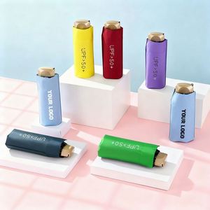 Mini parapluie de voyage compact pliable en cinq sections, protection soleil et pluie, parapluie de poche coloré pour femme anti-UV - Product Image 1