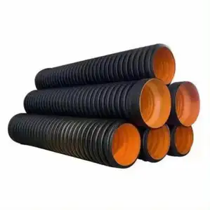 stock Corrugated PE HDPE PA PP Plastic pipe water gas pipe tube conduit and fittings price