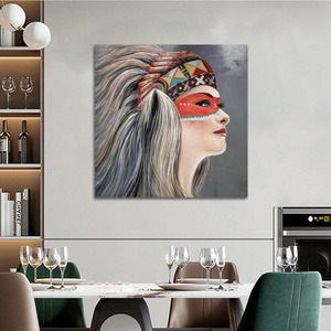 Décor à la maison <span class=keywords><strong>affiches</strong></span> murales 100% Design Original américain fleur tribal oeuvre peinture femmes toile art - Product Image 4