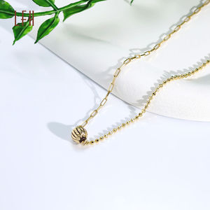 สร้อยคอทอง18K สี Au750แท้พร้อมจี้ลูกปัดกลมสำหรับผู้หญิงเครื่องประดับทองซาอุดิอาระเบีย18K จำนำได้ - Product Image 3