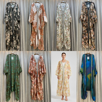 Cardigan Kaftan Élégant pour Femme à Imprimé Floral avec Fermeture Éclair, Manches Lanterne Perlées à la Main, Veste Abaya Modeste pour l'Aïd et le Ramadan – Vente en Gros