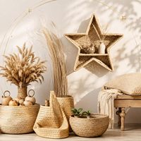 Panier de rangement en forme d'étoile style osier, étagère murale en corde de papier pour chambre d'enfant, support suspendu pour jouets et livres